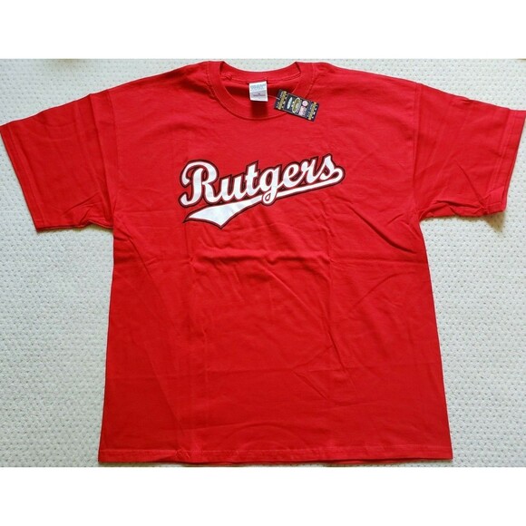 NWT Steve & Barry's RUTGERS cursive logo script cotton tee, Red XL - Picture 1 of 2